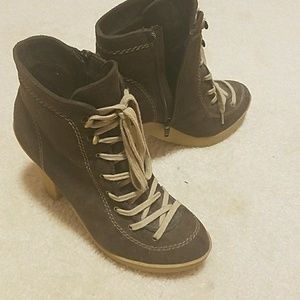 Brown combat boots
